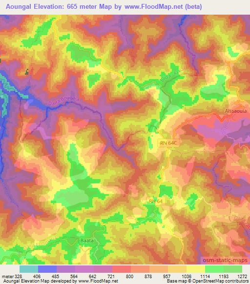 Aoungal,Algeria Elevation Map
