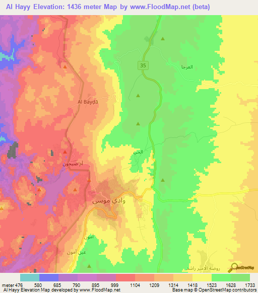 Al Hayy,Jordan Elevation Map