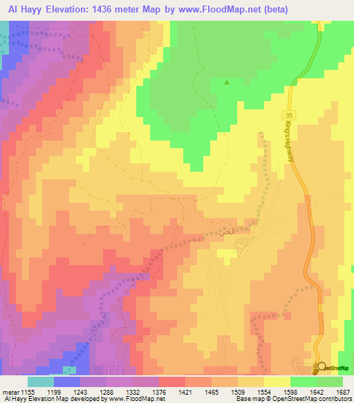 Al Hayy,Jordan Elevation Map