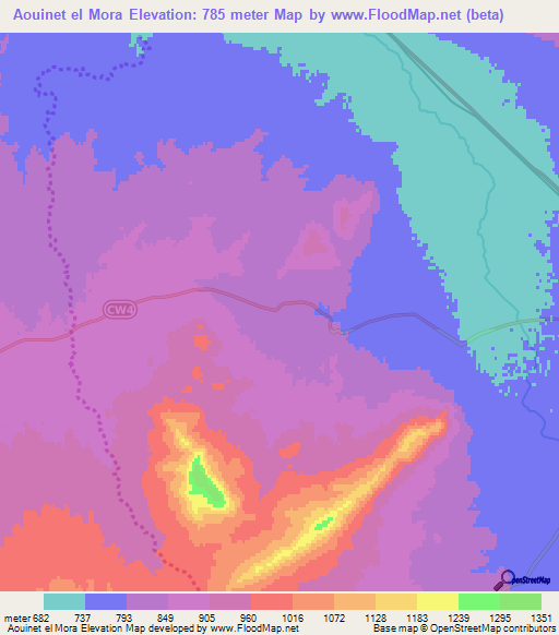 Aouinet el Mora,Algeria Elevation Map