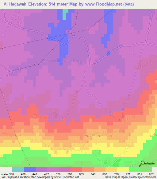Al Haqawah,Jordan Elevation Map