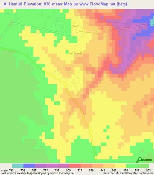 Al Hamud,Jordan Elevation Map