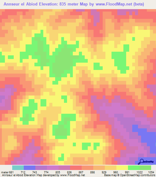 Annseur el Abiod,Algeria Elevation Map