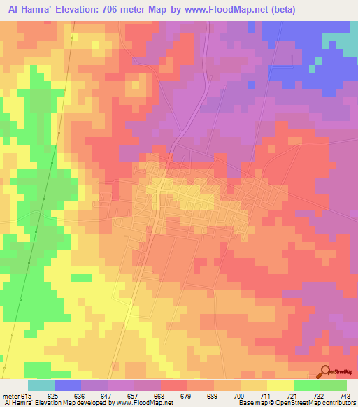 Al Hamra',Jordan Elevation Map