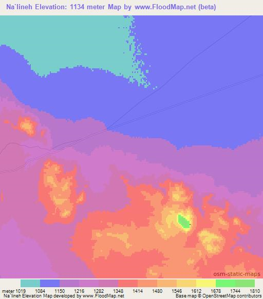 Na`lineh,Iran Elevation Map