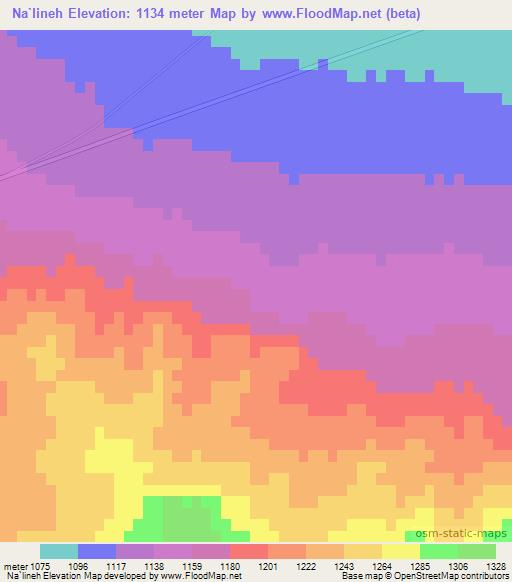 Na`lineh,Iran Elevation Map
