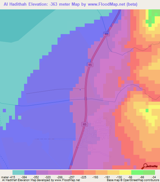 Al Hadithah,Jordan Elevation Map