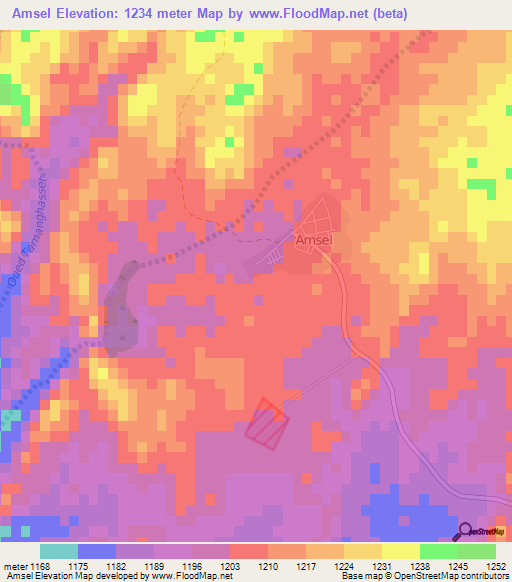 Amsel,Algeria Elevation Map