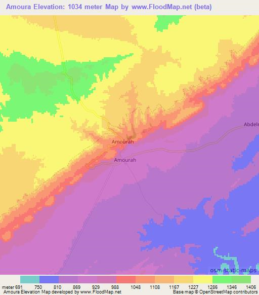 Amoura,Algeria Elevation Map