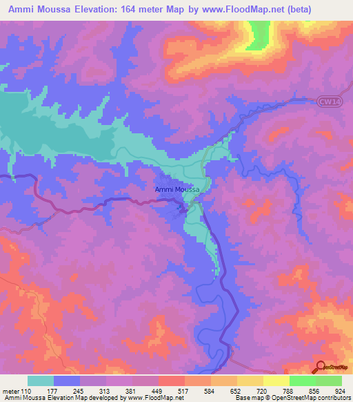 Ammi Moussa,Algeria Elevation Map