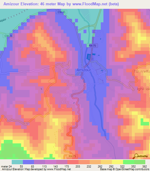 Amizour,Algeria Elevation Map