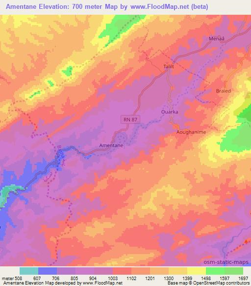 Amentane,Algeria Elevation Map