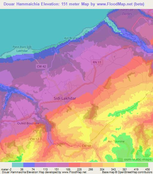 Douar Hammaichia,Algeria Elevation Map