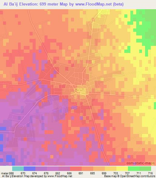 Al Ba`ij,Jordan Elevation Map