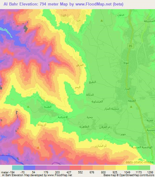 Al Bahr,Jordan Elevation Map