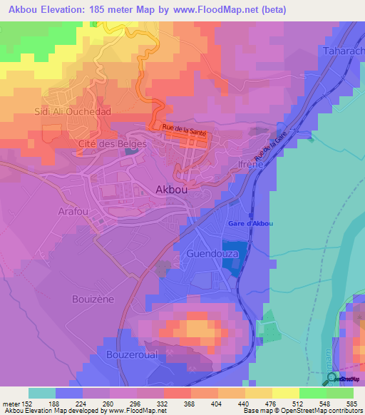 Akbou,Algeria Elevation Map