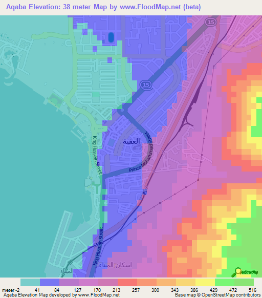 Aqaba,Jordan Elevation Map