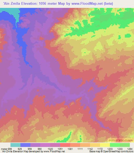 'Ain Zmila,Algeria Elevation Map