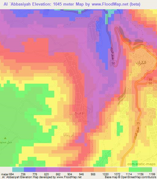 Al `Abbasiyah,Jordan Elevation Map