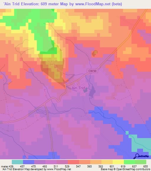 'Ain Trid,Algeria Elevation Map
