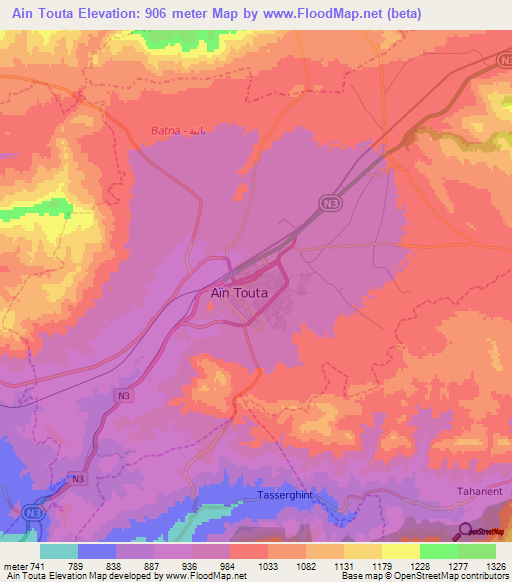 Ain Touta,Algeria Elevation Map