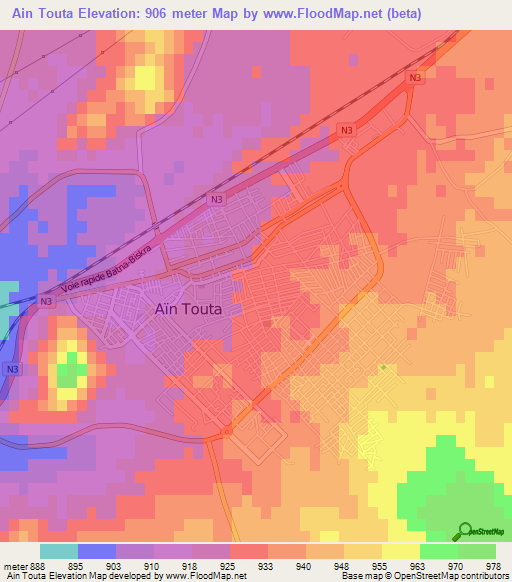Ain Touta,Algeria Elevation Map