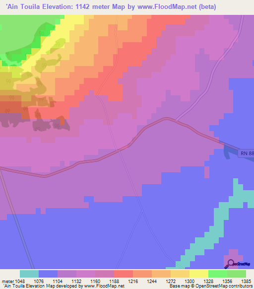 'Ain Touila,Algeria Elevation Map
