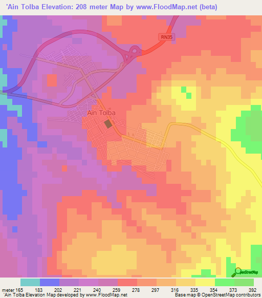 'Ain Tolba,Algeria Elevation Map