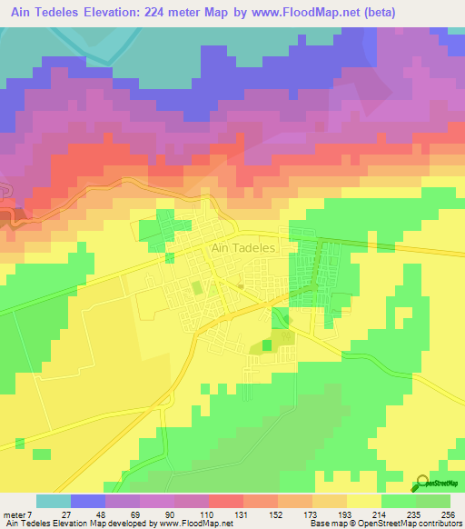 Ain Tedeles,Algeria Elevation Map