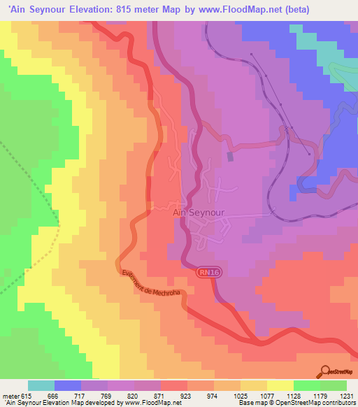 'Ain Seynour,Algeria Elevation Map