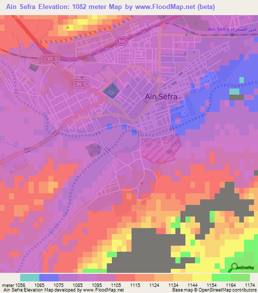 Ain Sefra,Algeria Elevation Map