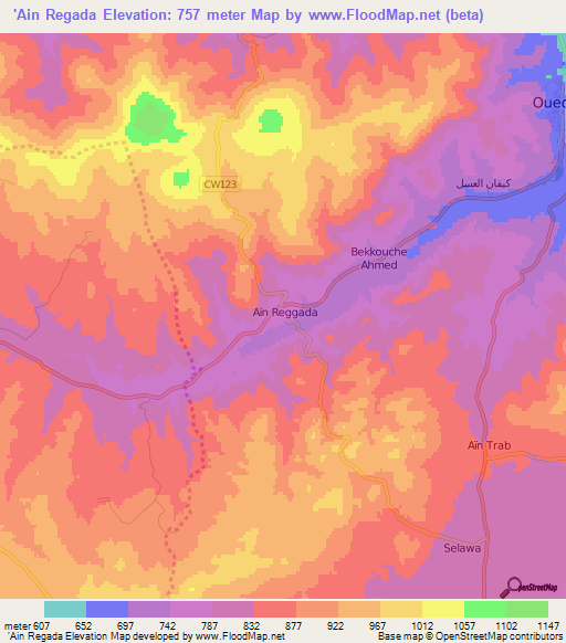 'Ain Regada,Algeria Elevation Map