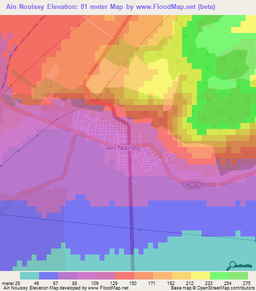 Ain Nouissy,Algeria Elevation Map