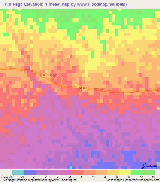 'Ain Naga,Algeria Elevation Map