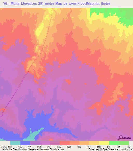 'Ain Mdila,Algeria Elevation Map