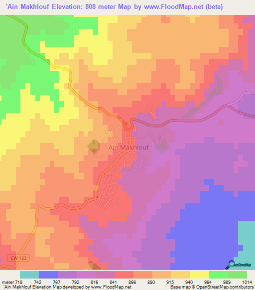 'Ain Makhlouf,Algeria Elevation Map
