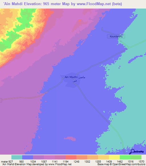 'Ain Mahdi,Algeria Elevation Map