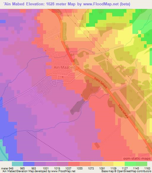 'Ain Mabed,Algeria Elevation Map