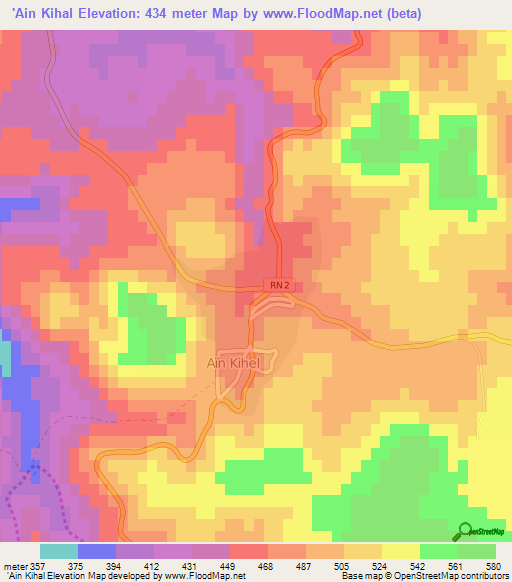'Ain Kihal,Algeria Elevation Map