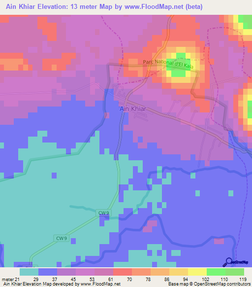 Ain Khiar,Algeria Elevation Map