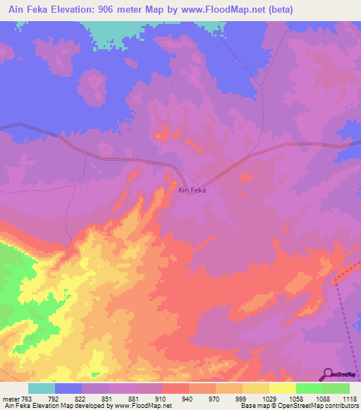 Ain Feka,Algeria Elevation Map