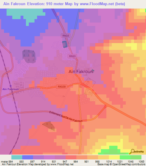Ain Fakroun,Algeria Elevation Map