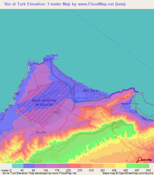 'Ain el Turk,Algeria Elevation Map