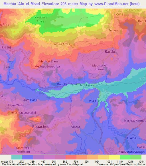 Mechta 'Ain el Msad,Algeria Elevation Map