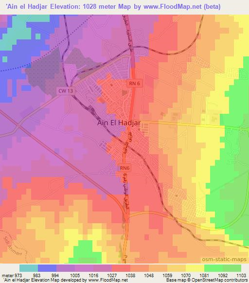 'Ain el Hadjar,Algeria Elevation Map