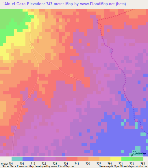 'Ain el Gaza,Algeria Elevation Map
