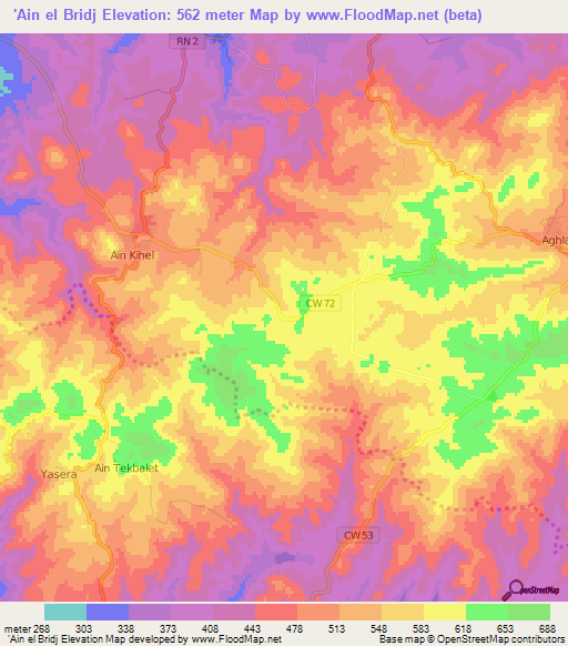 'Ain el Bridj,Algeria Elevation Map