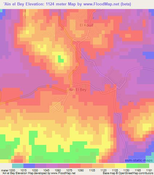 'Ain el Bey,Algeria Elevation Map