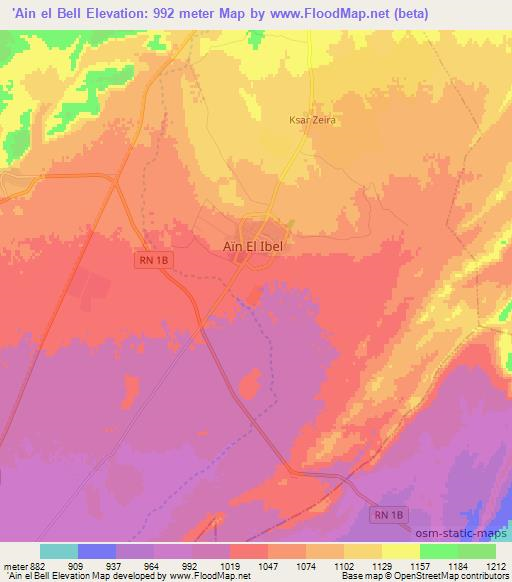 'Ain el Bell,Algeria Elevation Map