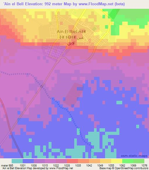 'Ain el Bell,Algeria Elevation Map